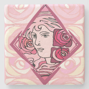 Elegant Art nouveau Ro Woman Stenunderlägg