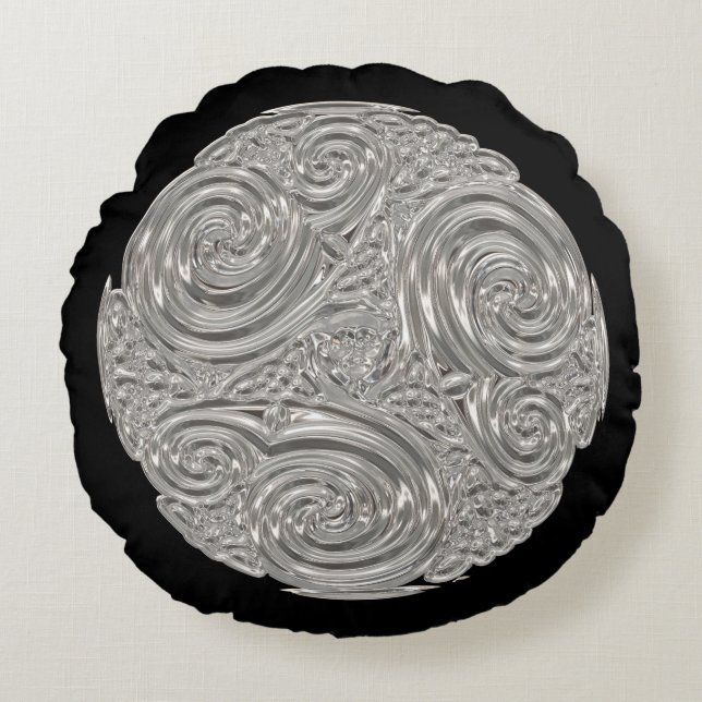 Elegant art nouveau silver rund kudde (Framsidan)