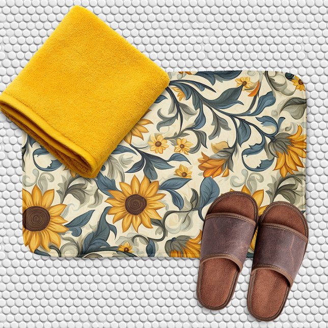 Elegant Art Nouveau Sunflower Pattern Badrumsmatta (Skapare uppladdad)