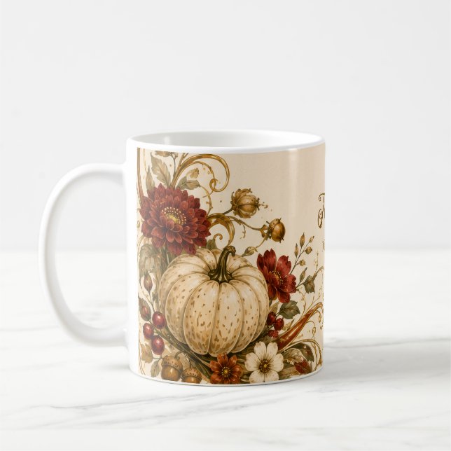 Elegant Art Nouveau Thanksgiving-middag Kaffemugg (Vänster)