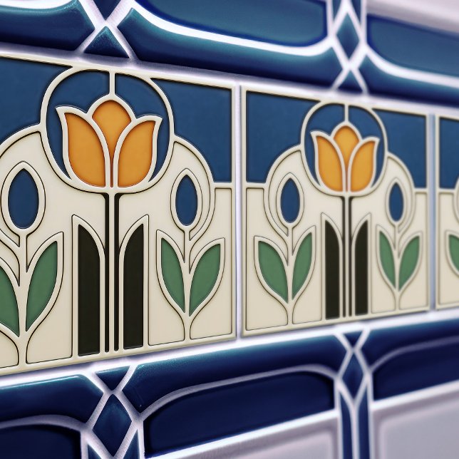 Elegant Art Nouveau Tulip Ceramic Tile Kakelplatta (Skapare uppladdad)