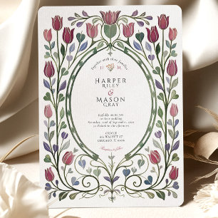 Elegant Art Nouveau Tulpan Bröllop Inbjudningar