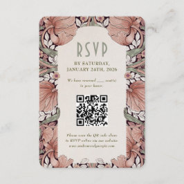 Elegant Art Nouveau Wedding RSVP Card with QR Code Inbjudningar