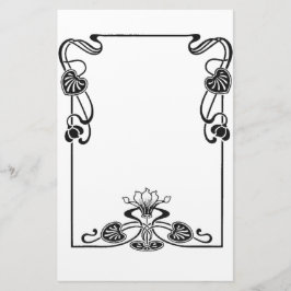 Elegant Art Nuovo Blommigt Black and White Rulla Brevpapper