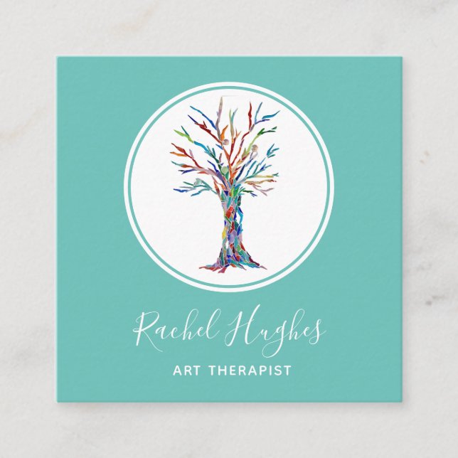 Elegant Art Therapist Träd Fyrkantigt Visitkort (Framsida)