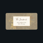 Elegant Artisan Guld Lövs Adressetikett<br><div class="desc">Elegant glam faux hammered guld präglat stil löv på subtila ton-on-tone-blommigt-bakgrund med redigerbar text fält. Alla grafikobjekt i inslag kan redigeras.</div>