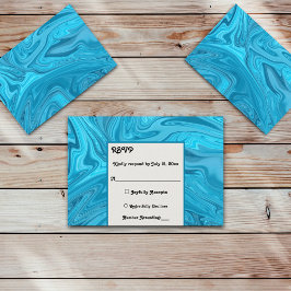 Elegant Artistic Blue Abstrakt Paint Bröllop OSA Kort
