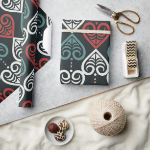 Elegant Artistic Ethnic Black White Mönster Presentpapper