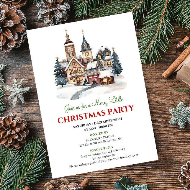 Elegant artistic holiday scene Christmas invites Inbjudningar (Elegant artistic holiday scene Christmas invitation)