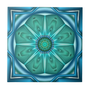 Elegant Artistic Teal Geometric Bathroom Tile Kakelplatta