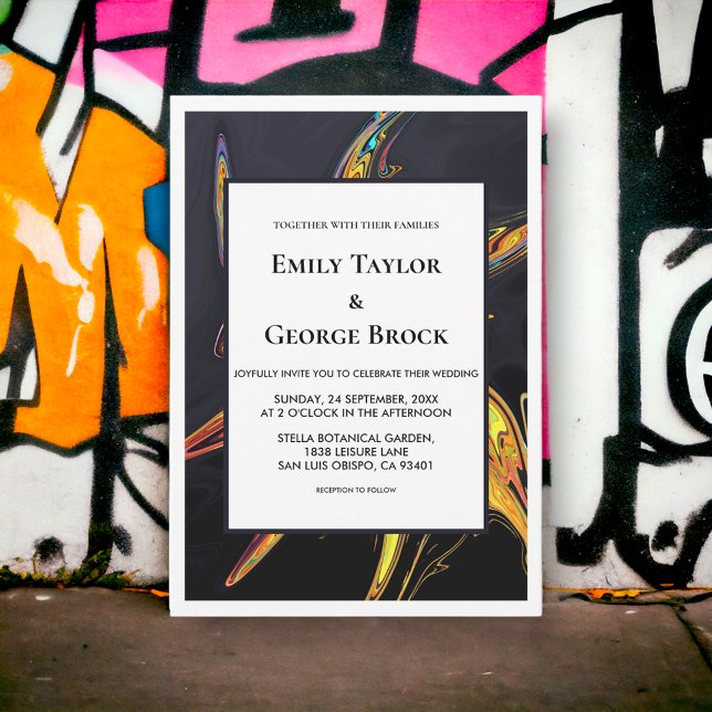 Elegant Artsy Abstrakt Modern Minimal Chic Bröllop Inbjudningar (Skapare uppladdad)