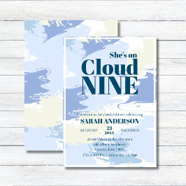 Elegant Artsy Blue Cloud Nine Möhippa Inbjudningar