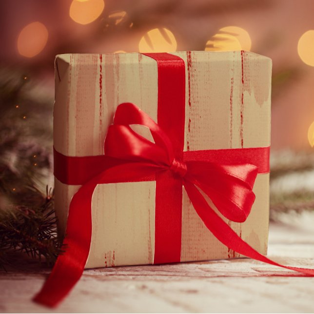 Elegant Artsy Golden Brushstrokes Mörk Red & Guld Presentpapper (Skapare uppladdad)