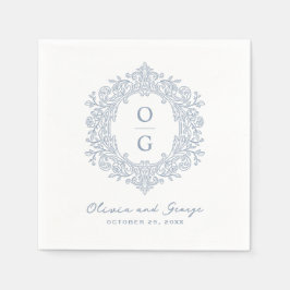 Elegant Arvsskatt Dammtorblue Bröllopsmonogram Pappersservett