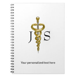 Elegant Asclepius Ädel Medicinsk Exklusiv Guld Sil Anteckningsbok