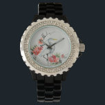 Elegant Asian Crane and Blommar Art Armbandsur<br><div class="desc">Söt är komplicerad och blommor asiatisk målning.</div>