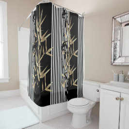 Elegant asiatisk stil svart vit randig guld bambu