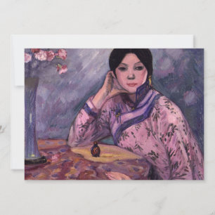 Elegant Asien Dam med Parfym Flaska Kort