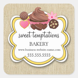Elegant Assorterad Desserts Bakery-förpackning Fyrkantigt Klistermärke