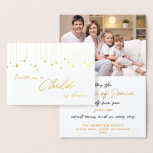 Elegant Åt oss Ett barn är Born Guld jul Folierat Kort