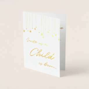 Elegant Åt oss Ett barn är Born Guld jul Folierat Kort