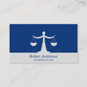 Elegant Attorney at Law Scale of Justice Blue Visitkort