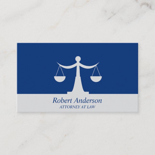 Elegant Attorney at Law Scale of Justice Blue Visitkort (Framsida)