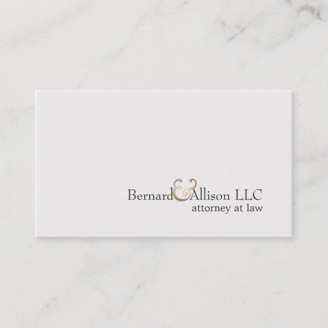 Elegant Attorney at Law Simple Benvit Card Visitkort (Framsida)