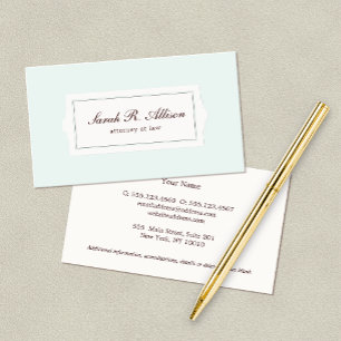 Elegant Attorney Plaque Stil Light Blue Visitkort