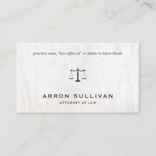 Elegant Attorney White Wood Affärskort Visitkort