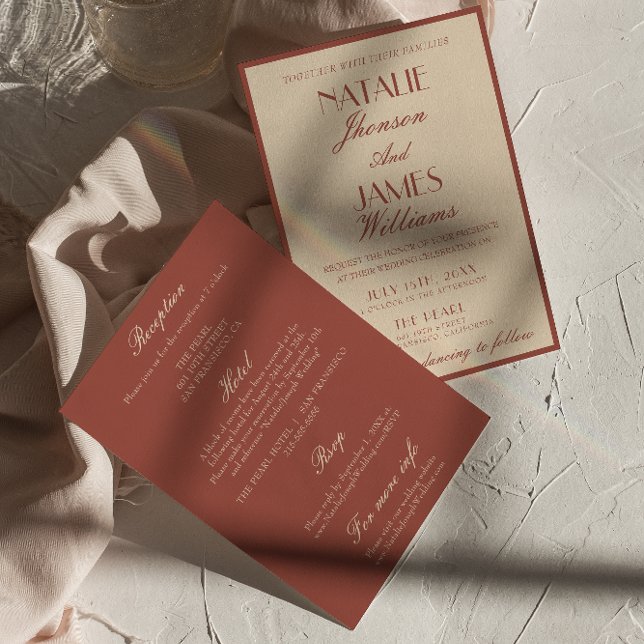 Elegant Auburn Koppar Gammalt Pengar Allt-i-ett Br Inbjudningar (Skapare uppladdad)