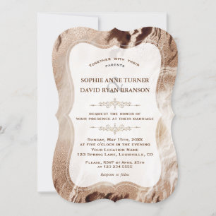 Elegant Aurum Marble Guld Texturerad Bröllop Inbjudningar