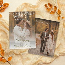 Elegant Autumn 2 Photo Script Save The Date Inbjudningar