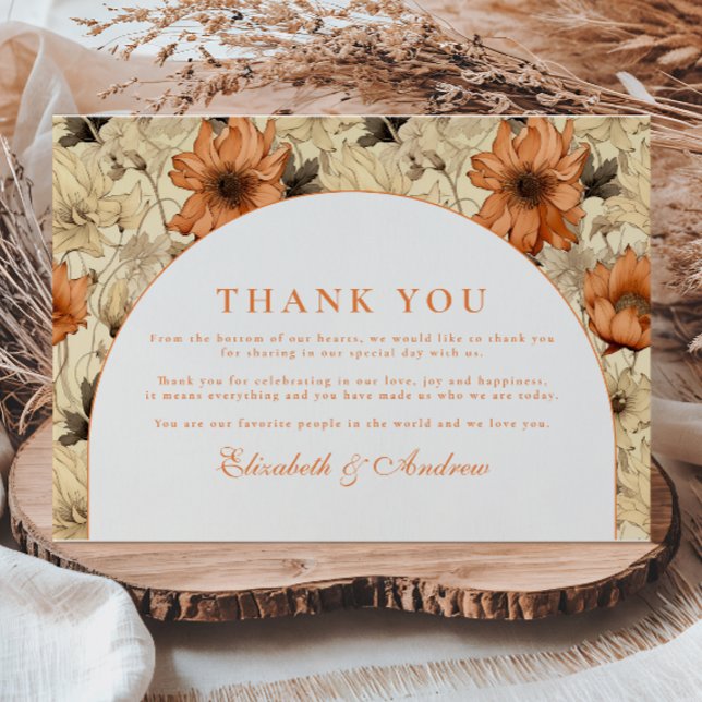 Elegant Autumn Botanical Wedding Tack Kort (Skapare uppladdad)