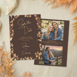 Elegant Autumn Copper Wildflowers Script 2 Photo Spara Datumet