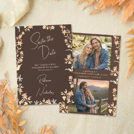 Elegant Autumn Copper Wildflowers Script 2 Photo Spara Datumet