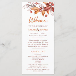 Elegant Autumn Earth tone Terracotta Bröllop Program