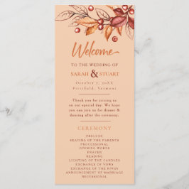 Elegant Autumn Earth tone Terracotta Bröllop Program