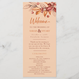 Elegant Autumn Earth tone Terracotta Bröllop Program