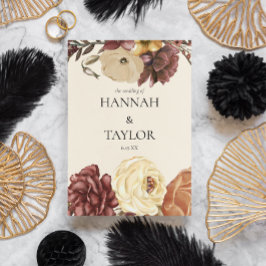 Elegant Autumn Fall Blommigt Bröllop Ceremony Program