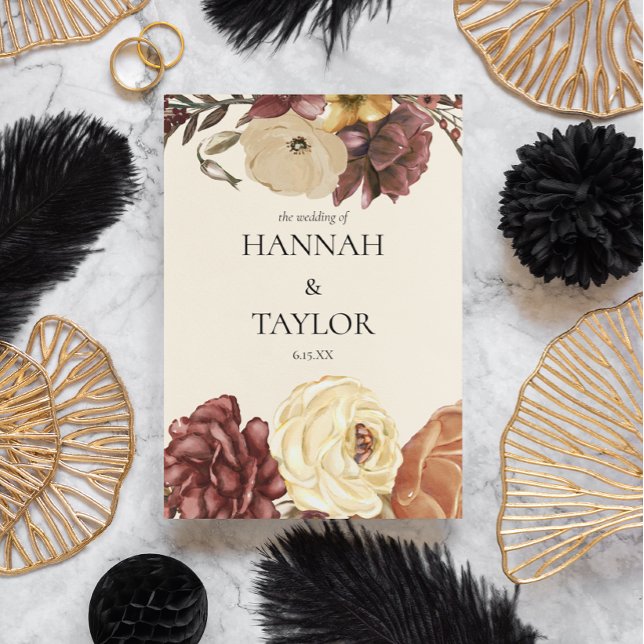 Elegant Autumn Fall Blommigt Bröllop Ceremony Program (Skapare uppladdad)