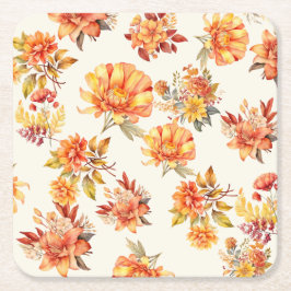 Elegant Autumn Floral Underlägg Papper Kvadrat