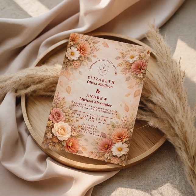 Elegant Autumn Flower Wedding Inbjudningar (Skapare uppladdad)