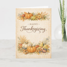 Elegant Autumn Harvest Happy Thanksgiving  Kort