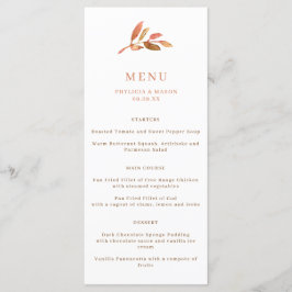 Elegant Autumn Löv Fall Wedding Menu Meny