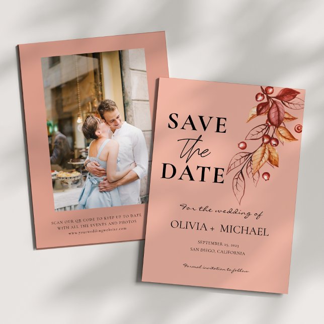 Elegant Autumn Modern Watercolor Terracotta Spara Datumet (Skapare uppladdad)