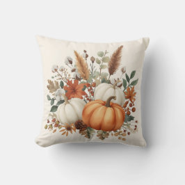 Elegant Autumn Pumpkin Bouquet Throw Pillow Kudde