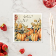 Elegant Autumn Pumpkins Gratnice Napkins