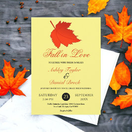 Elegant Autumn Red Lövs Boho Gult Fall Wedding Inbjudningar