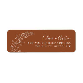 Elegant Autumn Terracotta Bröllop Returadress Etikett